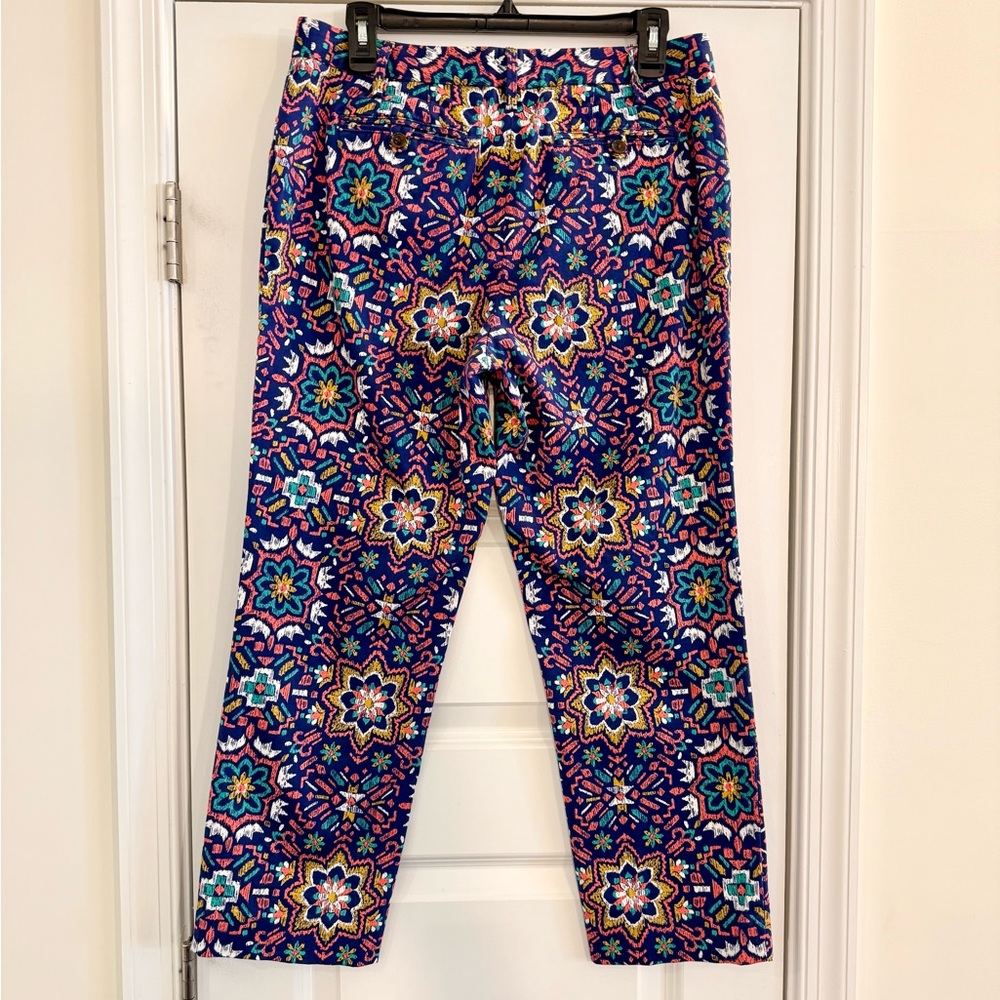 Lands’ End Mosaic Cropped Chino Pants Women’s 6 Mid Rise Coastal Preppy - Picture 2 of 11